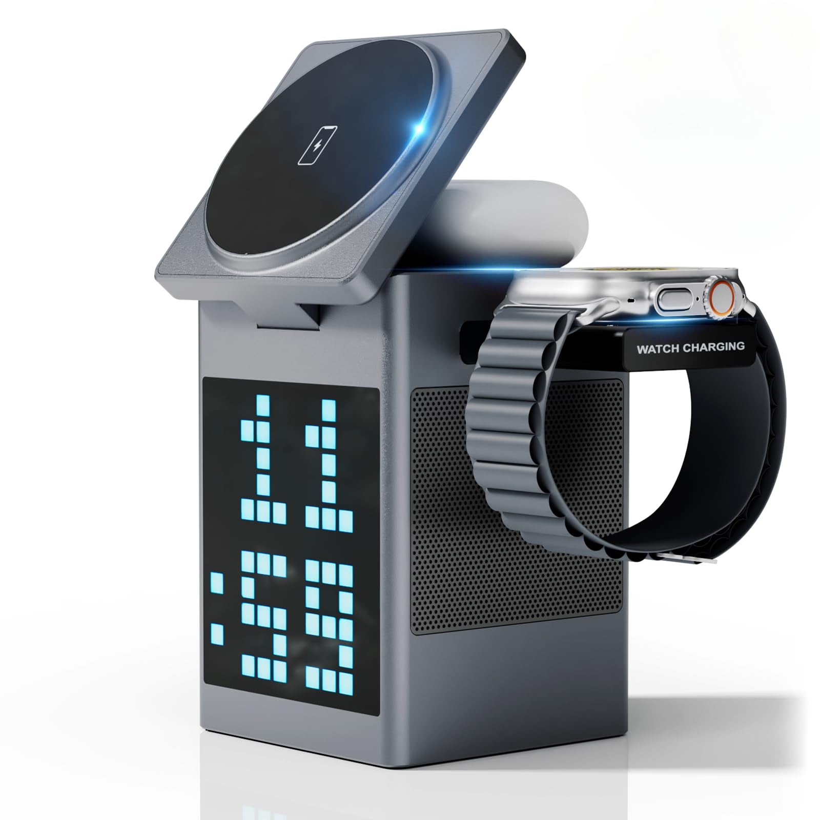 3 In 1 Wireless Charging Station With Alarm Clock